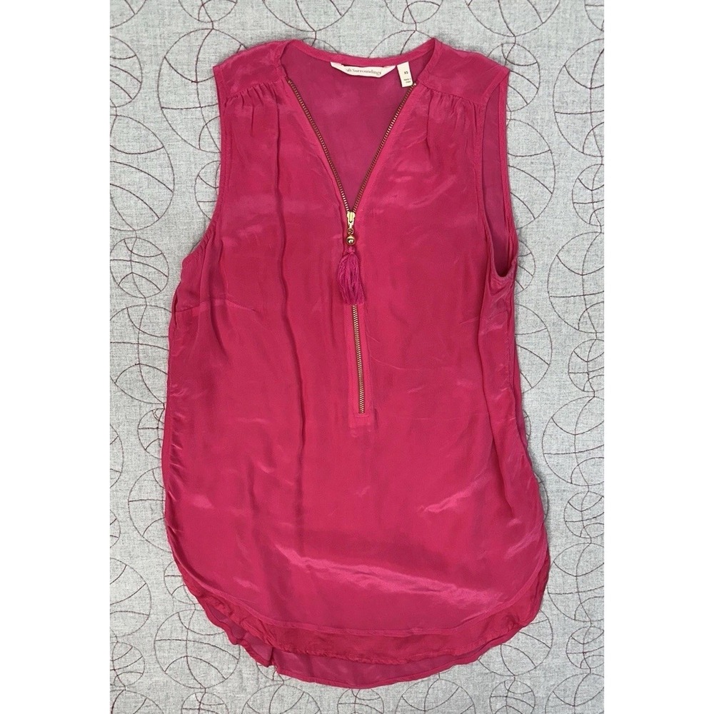 Soft Surroundings Zip Front Tassel Tank Top‎ Pink / Women's XS